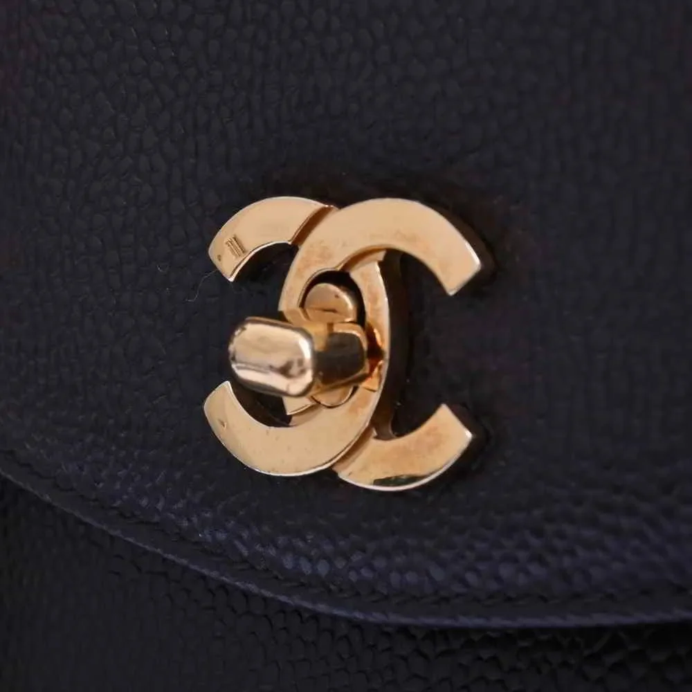 Chanel Caviar Skin Here Mark Chain Shoulder Bag Brown